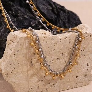 Dangling Bead Chain Stainless Steel Necklace
